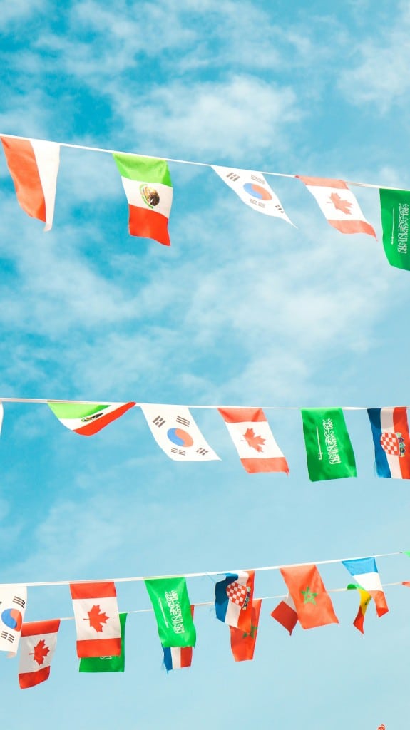 Picture of flags of different countries.