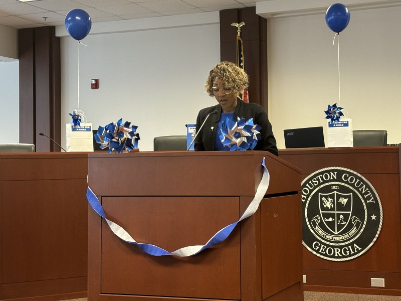 Houston County Juvenile Judge Monica Wilburn reads the proclamation.