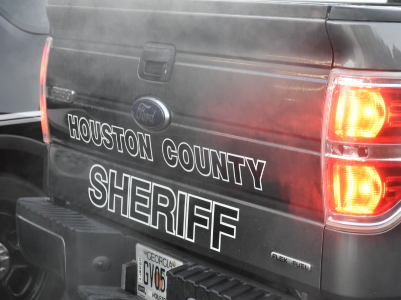 Houston County Sherrif's Office black truck with brake lights on