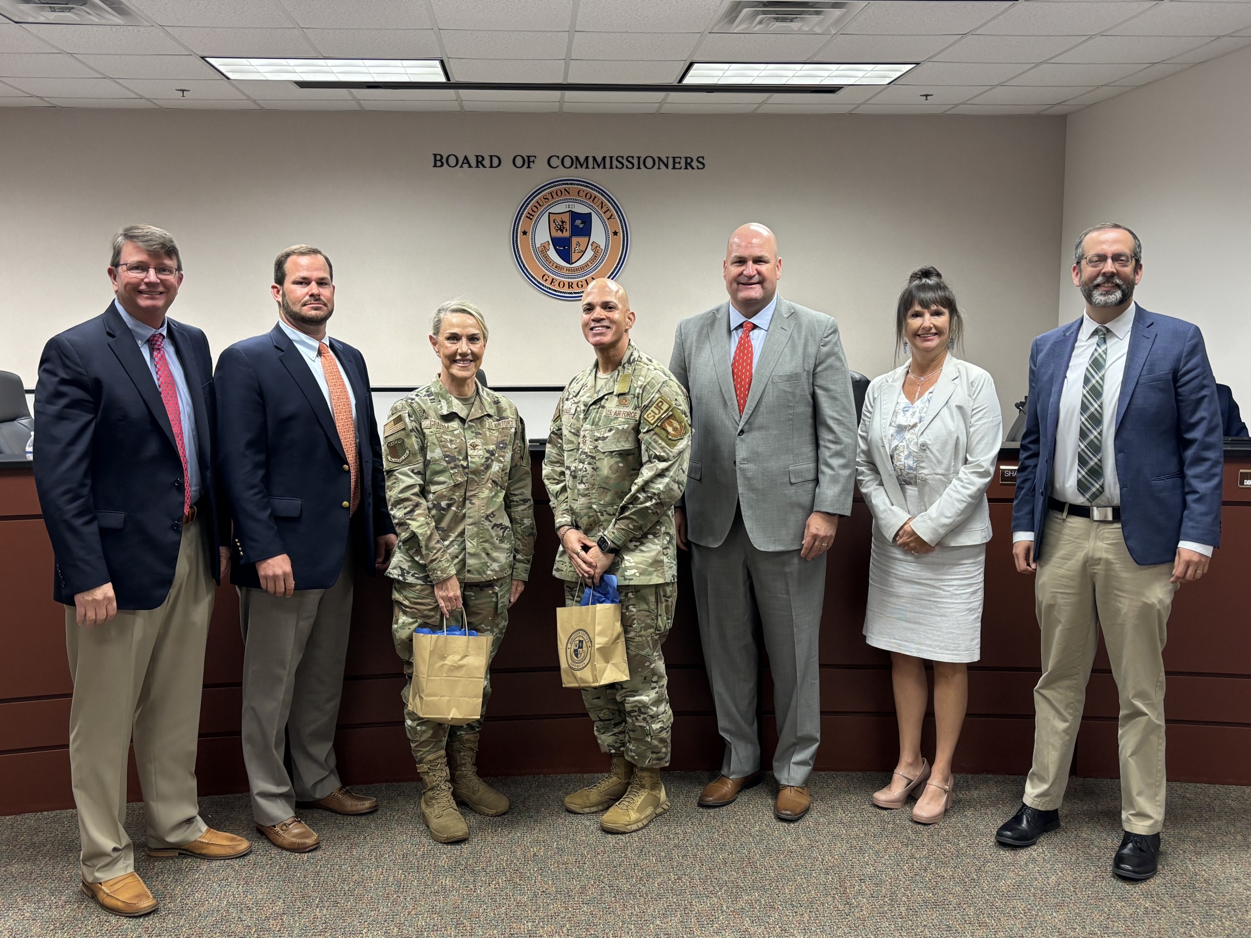 Houston County Commissioners and their Military speakers