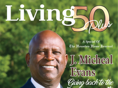 Cover image from Living 50 Plus magazine featuring J. Michael Evans