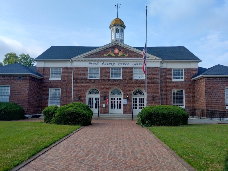 A bricked building.