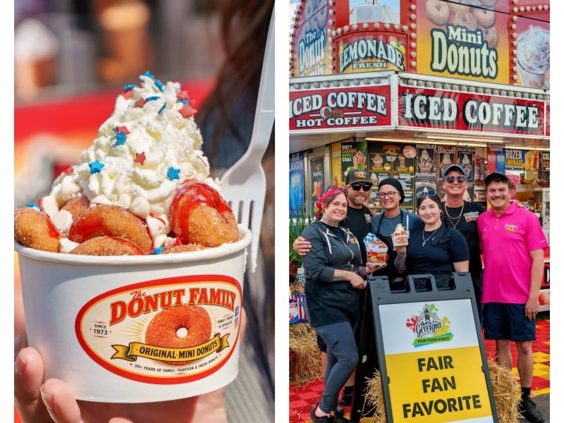 The Donut Family and crew in front of their colorful vendor truck.